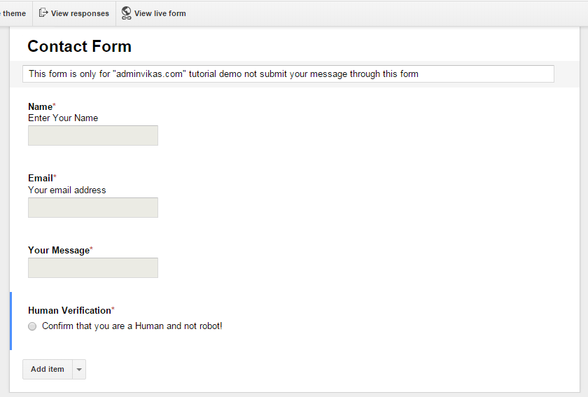 contact form