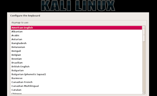 Select your Key map in kali