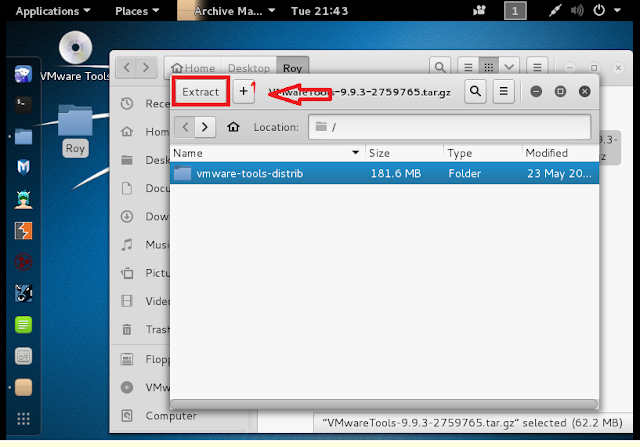 Extract file called vmwaretool-255455.tar.gz